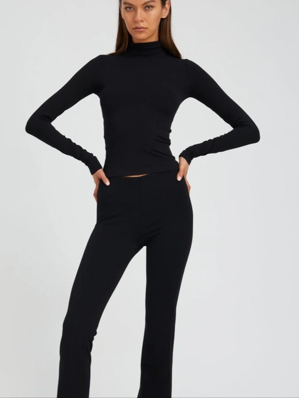 SPRWMN Black City Long Sleeve Mock Neck Top Size Small Stretch Jersey Slim Fit